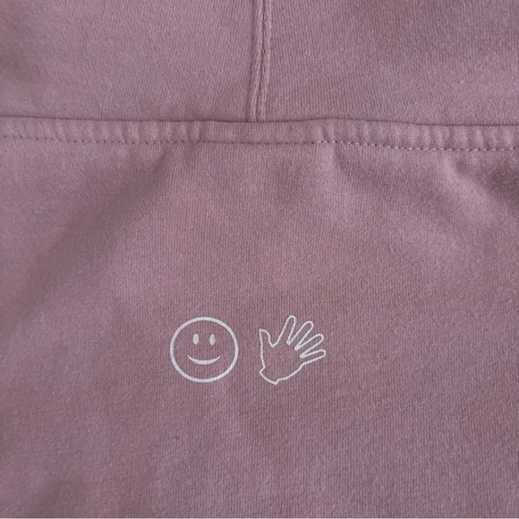 Glossier Pink Cropped Hoodie Size M Reworked Sweatshirt Logo Pullover Cozy Rare - Picture 7 of 8